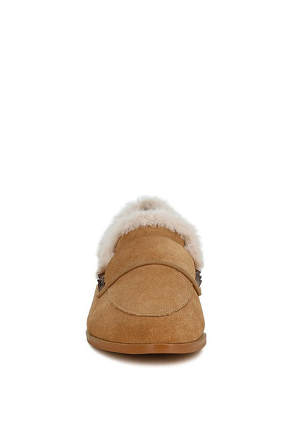 Allie Fur Trim Genuine Suede Loafers