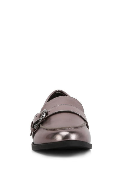 Haruka Metallic Faux Leather Loafers