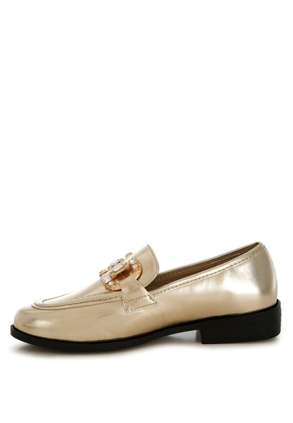 Dendron Diamante Horsebit Metallic Loafers