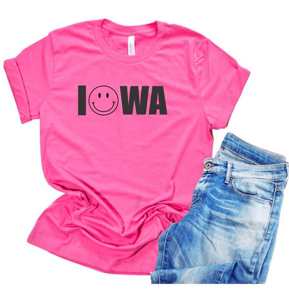 Iowa Smiley Face Boutique Style Tee