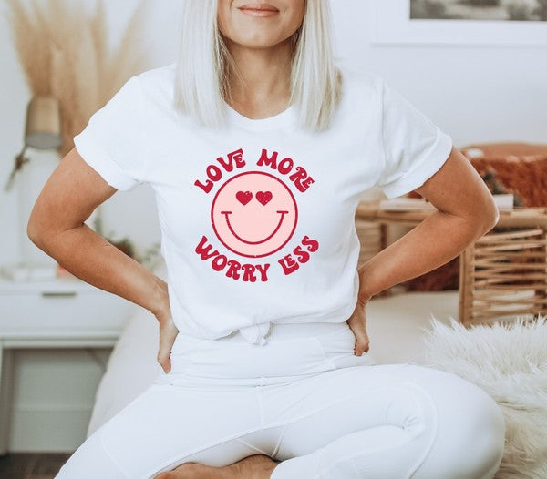 Love More Worry Less Smiley Face Softstyle Tee