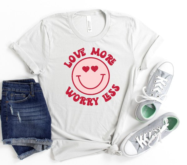 Love More Worry Less Smiley Face Softstyle Tee