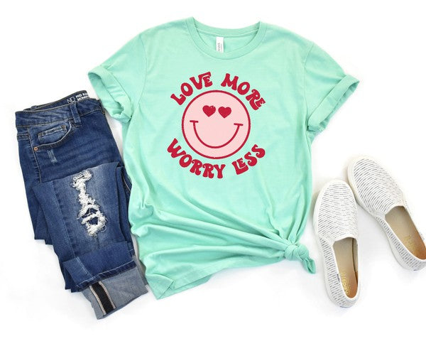 Love More Worry Less Smiley Face Softstyle Tee