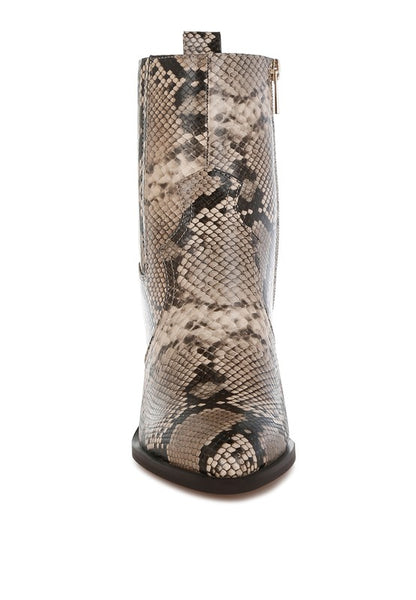 Cornus Snake Print Ankle Boots