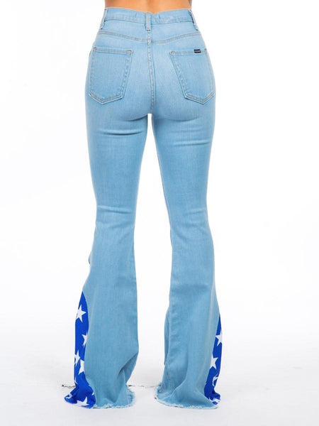 Star Bell Bottom Jean in Light Wash