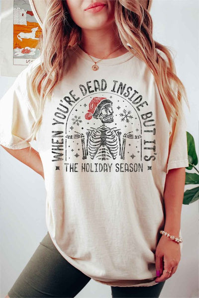 CHRISTMAS SKELETON GRAPHIC PLUS SIZE TEE / T-SHIRT