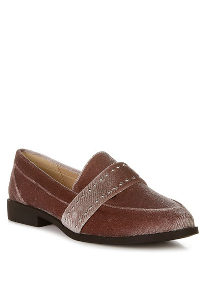 Walkin Stud Detail Velvet Loafers