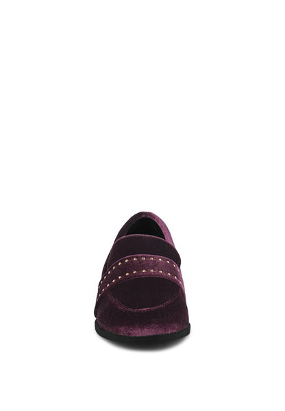 Walkin Stud Detail Velvet Loafers