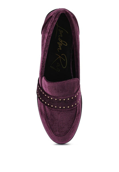 Walkin Stud Detail Velvet Loafers