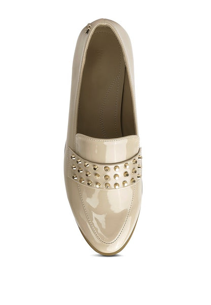 MEANBABE Semicasual Stud Detail Patent Loafers