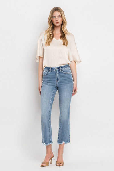 High Rise Crop Flare Jeans