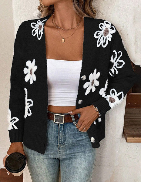 Floral button front cardigan