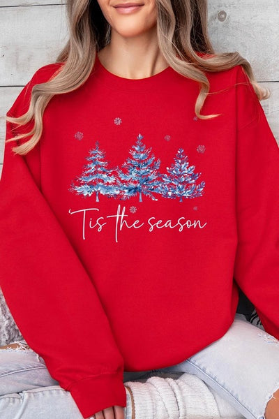 Blue Christmas Trees Tis the season Sweatshirts