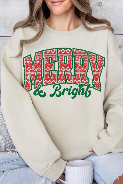 Merry & Bright Graphic Fleece Sweatshirts