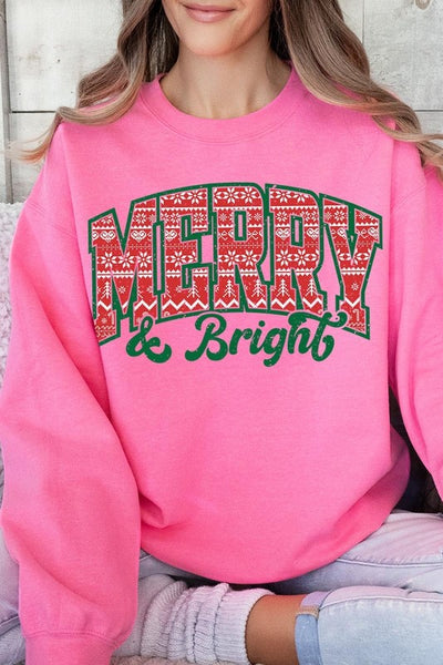 Merry & Bright Graphic Fleece Sweatshirts