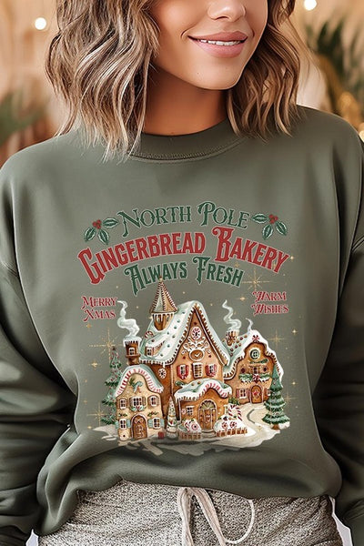 Gingerbread Bakery Graphic Fleece Sweatshirts