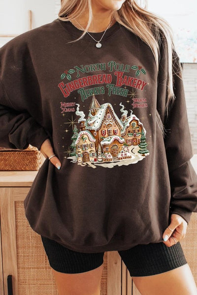 Gingerbread Bakery Graphic Fleece Sweatshirts