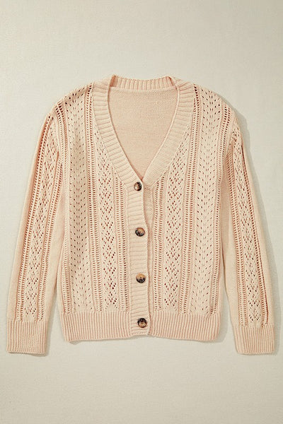 Women  Open Knit Drop Shoulder Sweater Cardigan