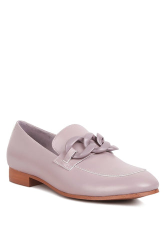 Merva Chunky Chain Leather Loafers