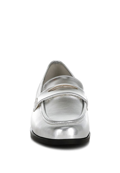 Rugle Metallic Faux Leather Flat Loafers