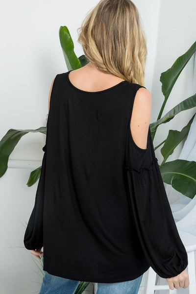 COLD SHOULDER CASUAL BLOUSES TOP