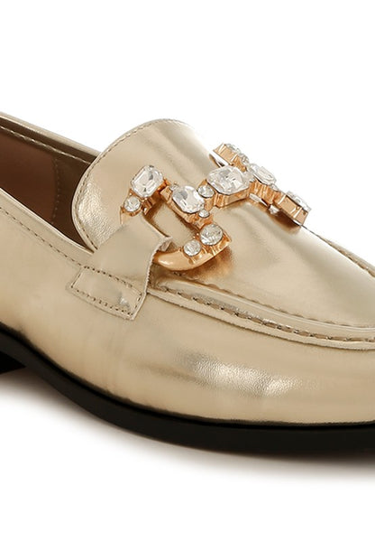 Dendron Diamante Horsebit Metallic Loafers