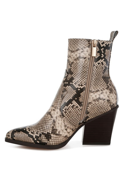 Cornus Snake Print Ankle Boots