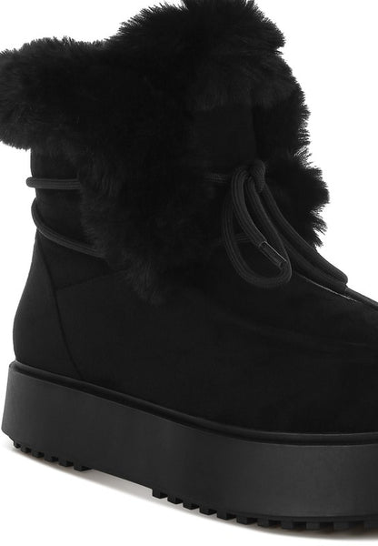 Bunting Faux Fur Collar Flatform Boots