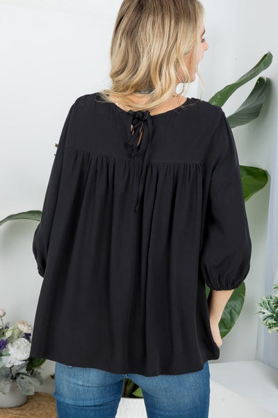 PLUS SOLID PINTUCK TUNIC BLOUSES