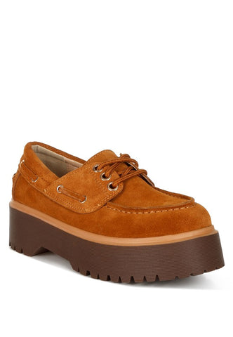 Cuckatoos Chunky Real Suede Leather Oxford Loafers