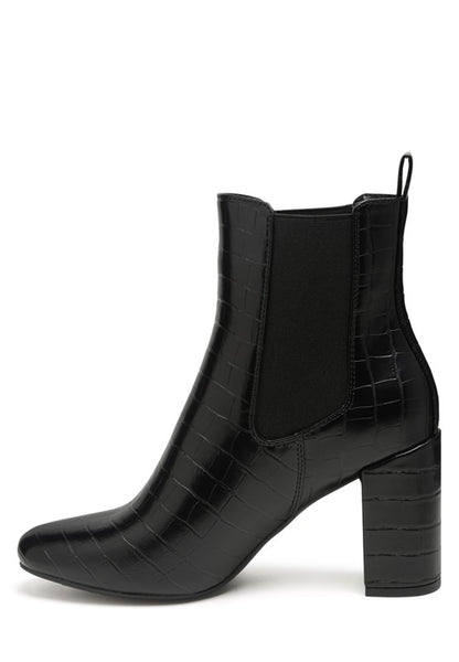 Babbel Faux Leather Block Heel Ankle Boots