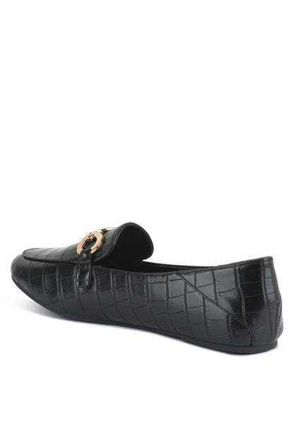 LONDON RAG CROC TEXTURED METAL SHOW DETAIL LOAFERS